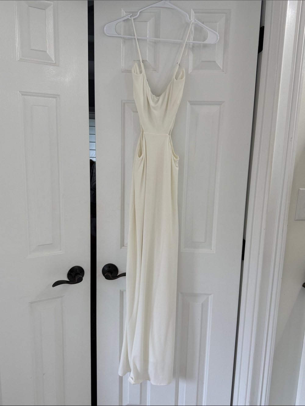 Minimal Cream Maxi Dress with Spaghetti Straps